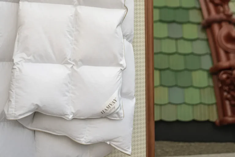 a boxed comforter hanging outside in the fresh air